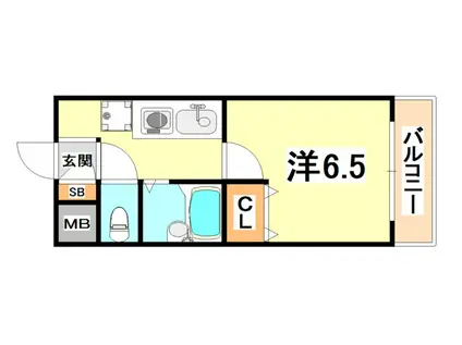 FOR YOU マンション(1K/2階)の間取り写真