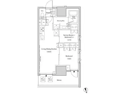 ザ・パークハビオ北千住(2LDK/12階)の間取り写真