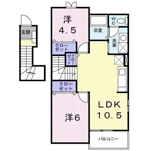 チェスターコートB(2LDK/2階)の間取り写真