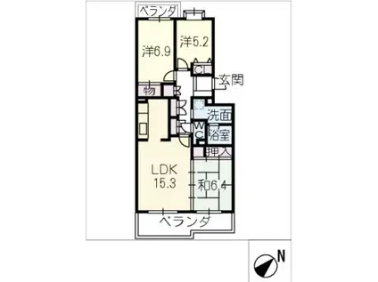 南山レジデンス A棟(3LDK/2階)の間取り写真