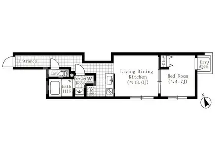 CREATIF池袋本町(1LDK/B1階)の間取り写真
