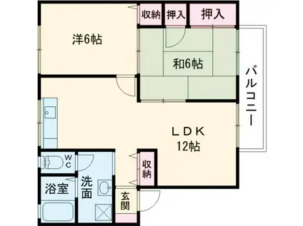 グリーンパール泉南A(2LDK/1階)の間取り写真