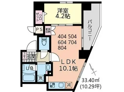 イーストサイド(1LDK/5階)の間取り写真
