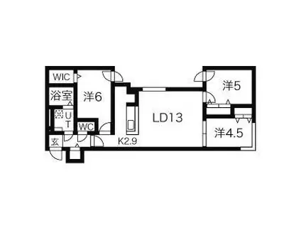 ヴェリタス美術館通(3LDK/3階)の間取り写真