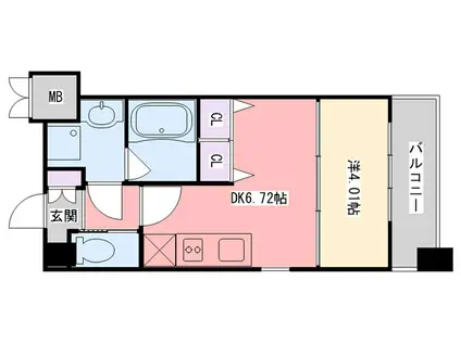 プレジオ西宮(1DK/5階)の間取り写真