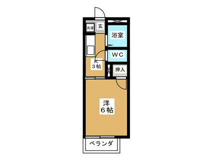 フラワーハイツ笠木(1K/2階)の間取り写真