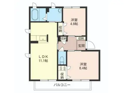 パークヒルII(2LDK/2階)の間取り写真