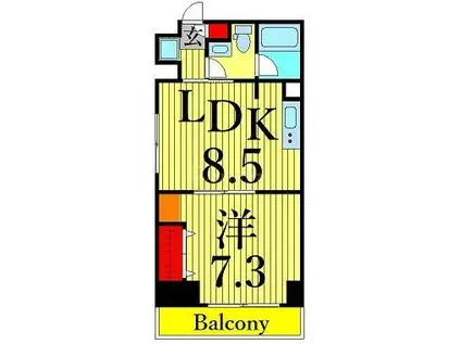 道灌山BLOSSOMS(1LDK/3階)の間取り写真