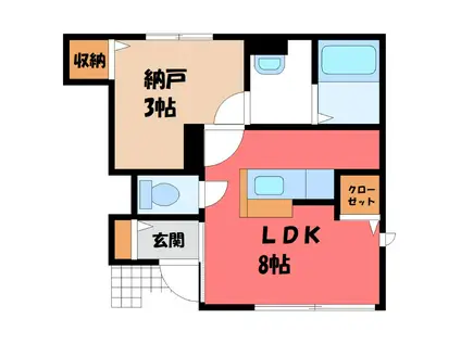 SORA境町(1LDK/1階)の間取り写真
