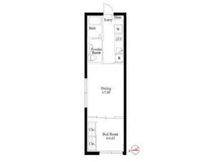 ルクレ高田馬場(1DK/1階)の間取り写真