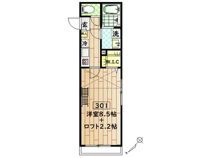 コンフォルタ清瀬(1K/3階)の間取り写真