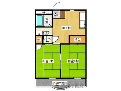 小森野ハイツ(2DK/3階)の間取り写真