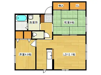 リュミエール(2LDK/2階)の間取り写真