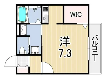 セジュール芦屋川(1K/1階)の間取り写真