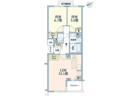 野沢パークハウス(2LDK/1階)の間取り写真