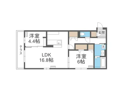 ルシェーナ西田辺(2LDK/1階)の間取り写真