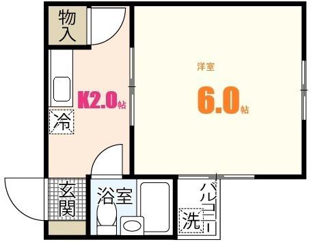 D.HEIM(1K/2階)の間取り写真