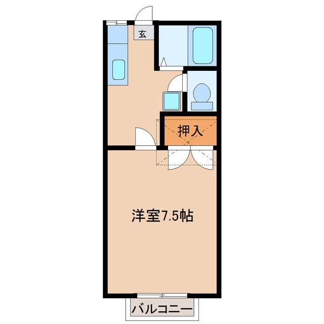 ロイヤルメゾンC(1K/2階)の間取り写真
