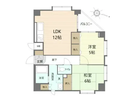 エスポワール(2LDK/2階)の間取り写真