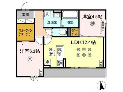 アネックスV(2LDK/1階)の間取り写真