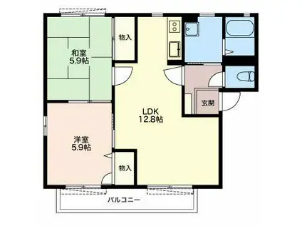 エルマ-ナスB棟(2LDK/1階)の間取り写真