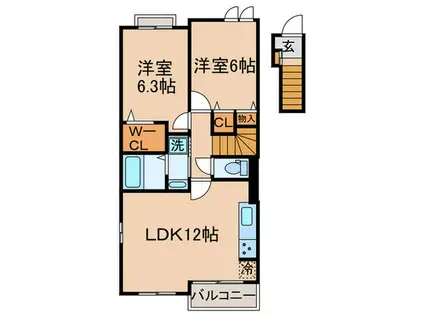 ヒカリレジデンスB(2LDK/2階)の間取り写真