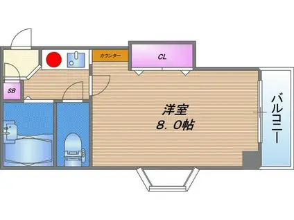 エムロード三番館(1K/4階)の間取り写真