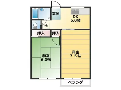 第2本多ハイツ(2DK/2階)の間取り写真