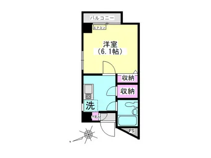 フィールド25(1K/3階)の間取り写真