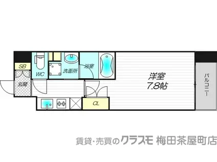 プール・トゥジュール梅田ウエスト(1K/9階)の間取り写真