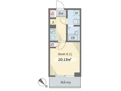 ダイヤモンドタワー西小山(1K/12階)の間取り写真