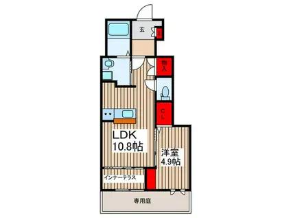 アドニス(1LDK/1階)の間取り写真