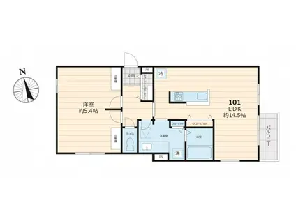プルメリアオアシス(2LDK/1階)の間取り写真