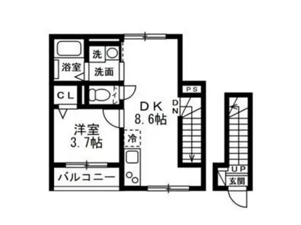 ドエル・SAWA(1LDK/2階)の間取り写真