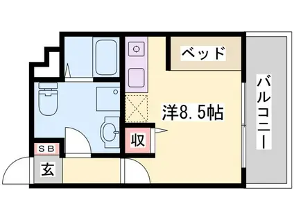 プライム英賀保(ワンルーム/5階)の間取り写真