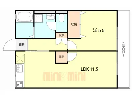 ＪＲ福知山線 塚口駅(ＪＲ) 徒歩14分 2階建 築31年(1LDK/1階)の間取り写真