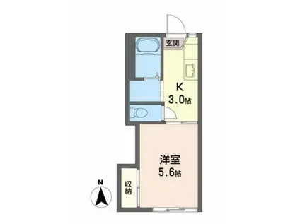 ライラックA(1K/2階)の間取り写真