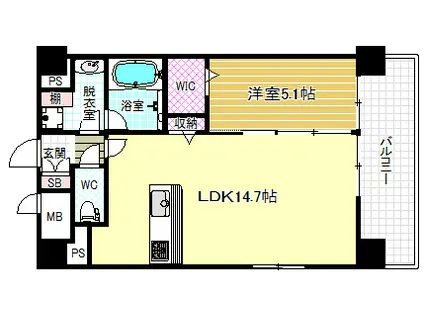 GRAND FLEUVE(1LDK/6階)の間取り写真