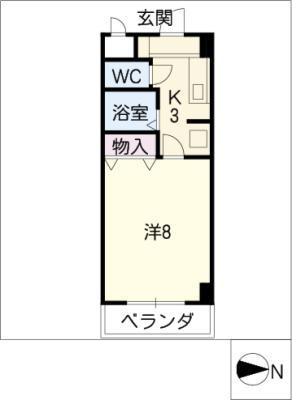 ホウエイアーム(1K/3階)の間取り写真