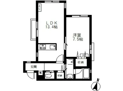 イースト(1LDK/4階)の間取り写真