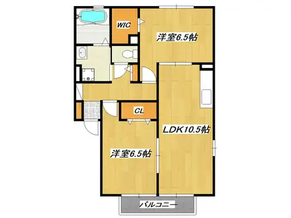 パークハイム興宮(2LDK/2階)の間取り写真