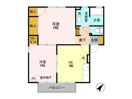 オリゾンA・B(2DK/2階)の間取り写真