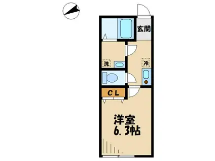 カインドネス鶴川(1K/3階)の間取り写真