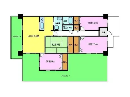 南海サウスヒルズ松ヶ丘(4LDK/7階)の間取り写真
