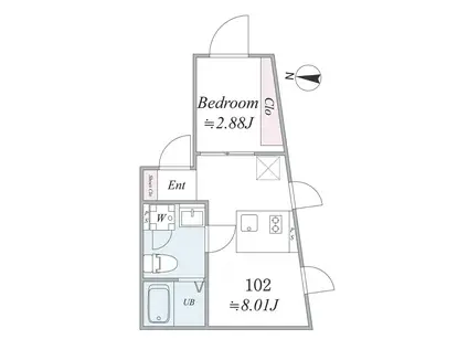 THE TRIAS SHIBUYAHONMACHI(1DK/B1階)の間取り写真