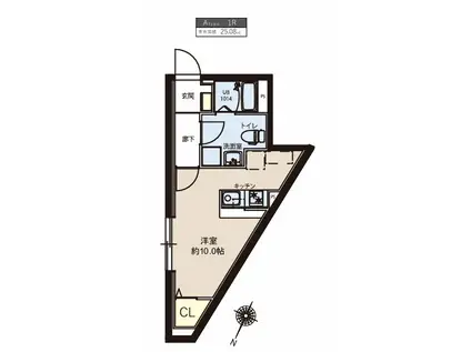 レピュア竹ノ塚レジデンス(ワンルーム/2階)の間取り写真