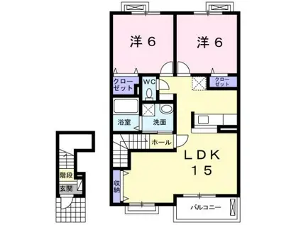 ラポールアネックスI(2LDK/2階)の間取り写真