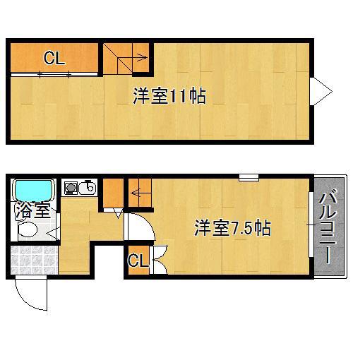 SKハイツ平野(2K/7階)の間取り写真