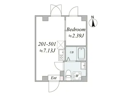 COCON北綾瀬(1DK/2階)の間取り写真