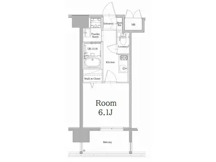 エンクレスト大手門GLOW(1K/11階)の間取り写真